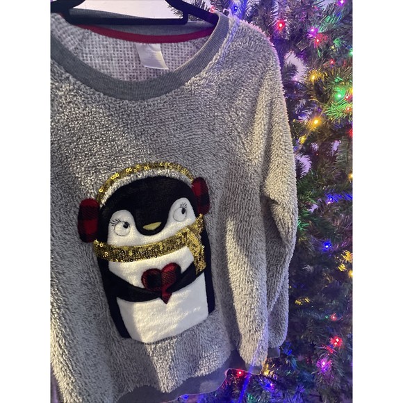 UGLY CHRISTMAS SWEATER Penguin Secret Treasures Fuzzy FleeceW/Penguin Large - Picture 4 of 6